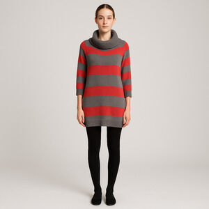 New Directions Weekend Cowl Neck Striped Pullover Sweater Small